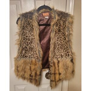 Women's Cheetah Print Faux Fur Vest Size L/XL Business Casual Girl's Night